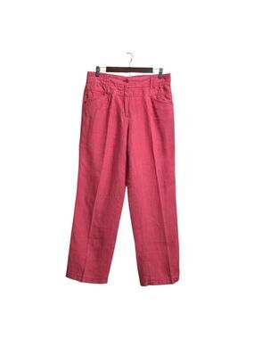 Olsen Mona High Rise Straight Leg Linen Ankle Pants In Coral Sz 10